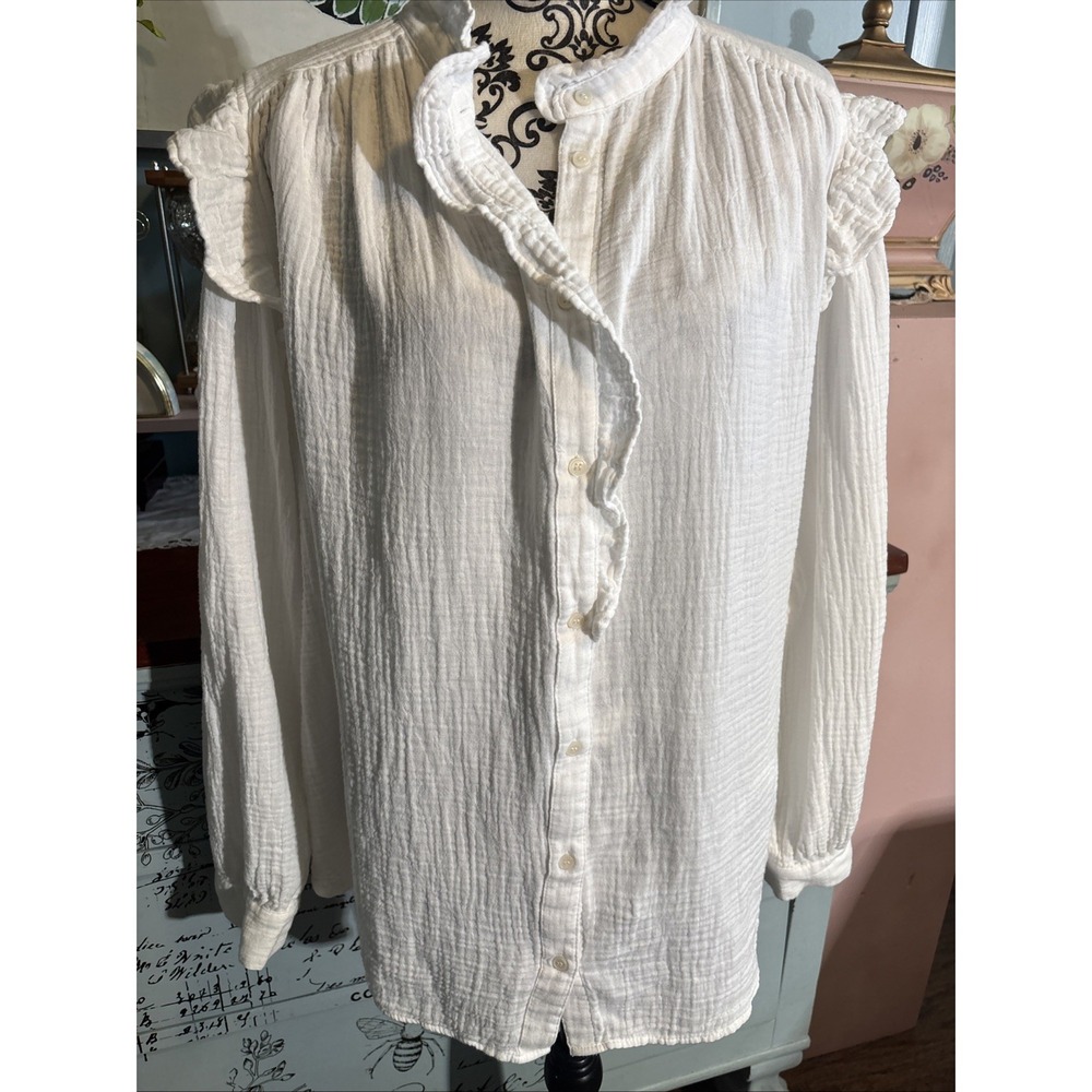 H&M 100% Cotton Women's Boho Long Sleeve Blouse Sz XXL. Lightweight